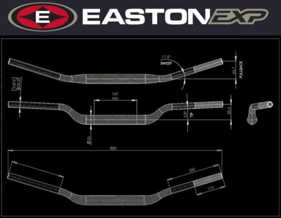 Stūre EASTON EXP EXP priekš YAMAHA WR 250 X (2008-2009)